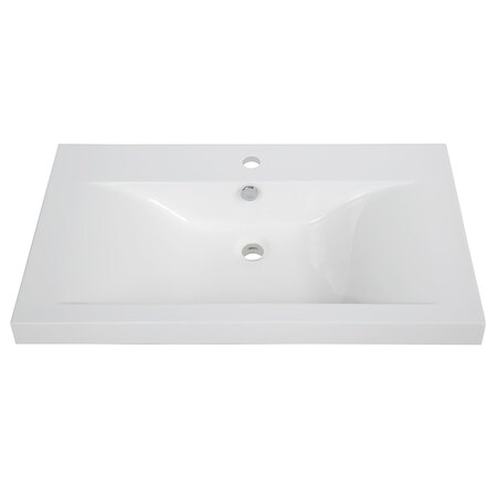 Streamline 31.5 in. Solid Surface Resin Vanity Top in Glossy White K-098-SLSITRC-32
